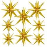 8Pcs Gold Star Balloons, Explosion Star Foil Balloons Huge Starburst Balloon Magic One-Piece 14-Pointed Mylar Spike Balloon For Fall Halloween Birthday Wedding Graduation Party Decorations