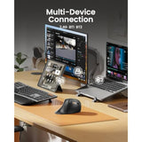 Ergonomic Vertical Mouse, Em11 Nl Rechargeable Wireless Mouse Bluetooth, Ergo Mice With 3 Multidevice For Pc/Notebook/Laptop, 2.4Ghz Optical Mice For Windows, Mac Os, Gray