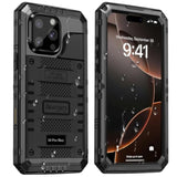 For Iphone 16 Pro Max Case Waterproof, Metal Heavy Duty Full Body Protective Case With Built-In Screen Protector, Military Grade Shockproof Defender Cover For Iphone 16 Pro Max 6.9", Black