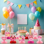 9Pcs Mother’S Day Honeycomb Decorations – Heart, Flower, Gift, And Cake Stand-Up Displays For Party And Home Décor – Mother’S Day Party Supplies