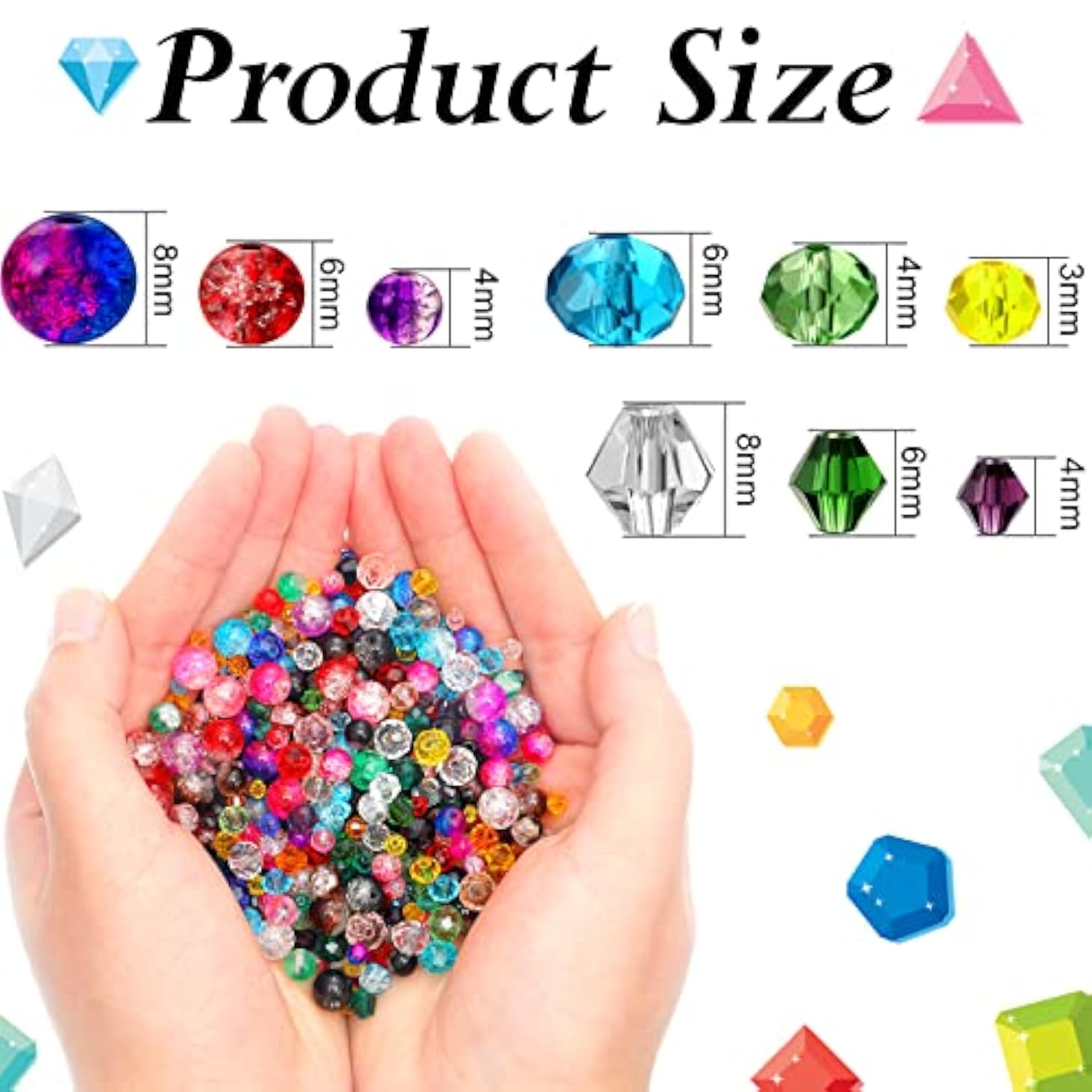 1300PCS Bicone Crystal Beads – Faceted Glass Beads for Jewelry & Crafts