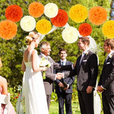 16PCS Fall Party Decorations Orange Tissue Paper Flowers Pompoms Decorations for Girl Groovy Birthday Baby Shower Wedding Autumn Thanksgiving Halloween Room Wall Hanging Décor