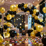 50pcs 12 Inch Black Gold Balloons Confetti Party Decorations for Birthday Wedding