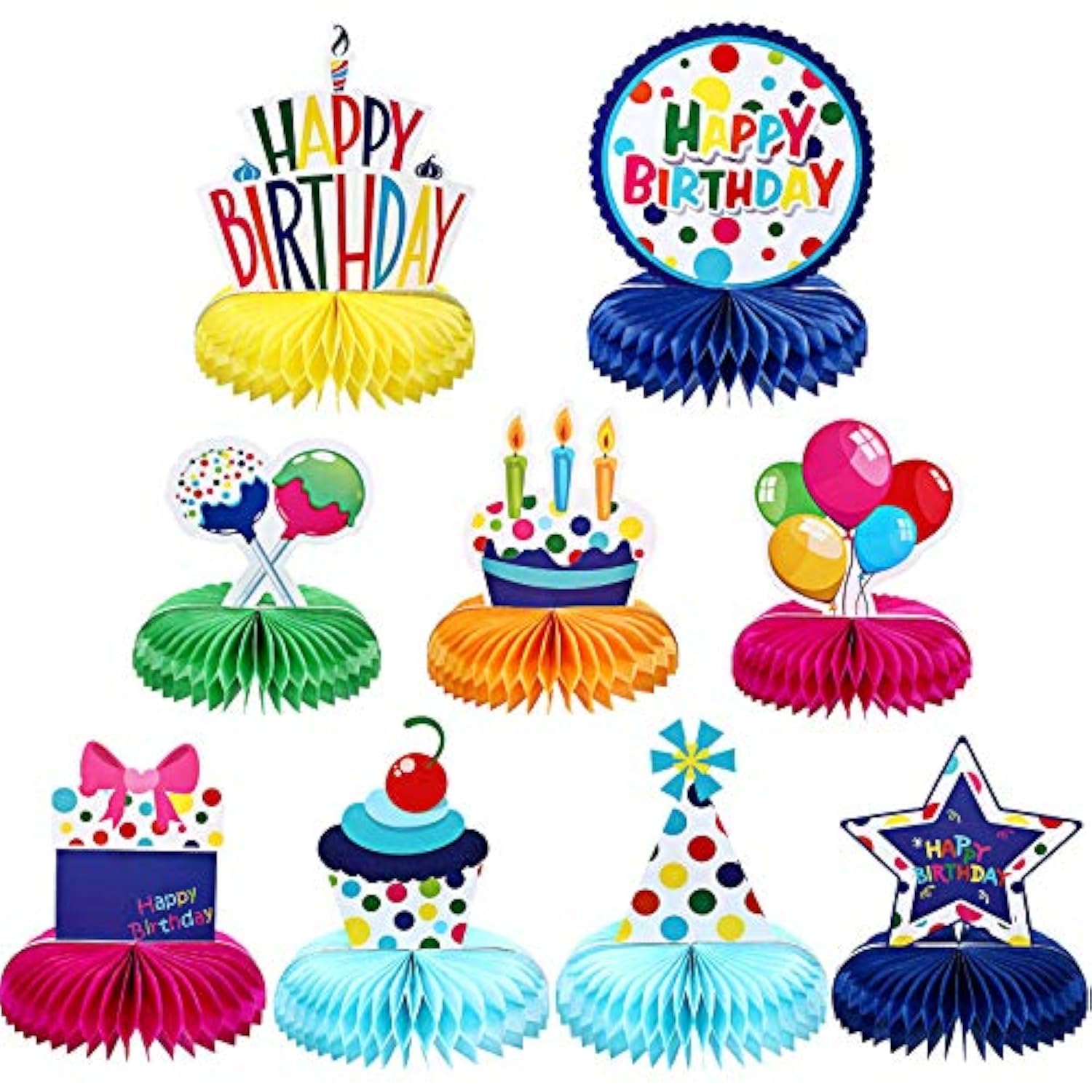 9-Piece Rainbow Birthday Table Decorations   Pom Poms for Kids & Baby Shower