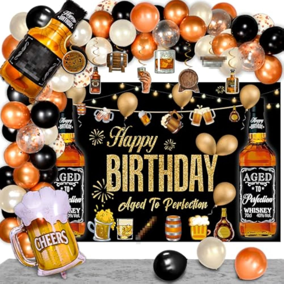 Whiskey Party Decorations For Men, Aged To Perfection Party Supplies W