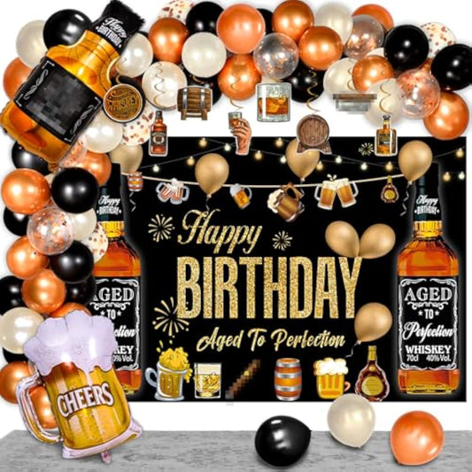 Whiskey Party Decorations For Men, Aged To Perfection Party Supplies W