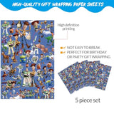 Pack Of 5 Gift Wrapping Paper 51X75Cm Kraft Paper Quality Wrapping Paper Sheets Pack For Kids Birthday, Party Storage Festive Decoration (Blue Sky)