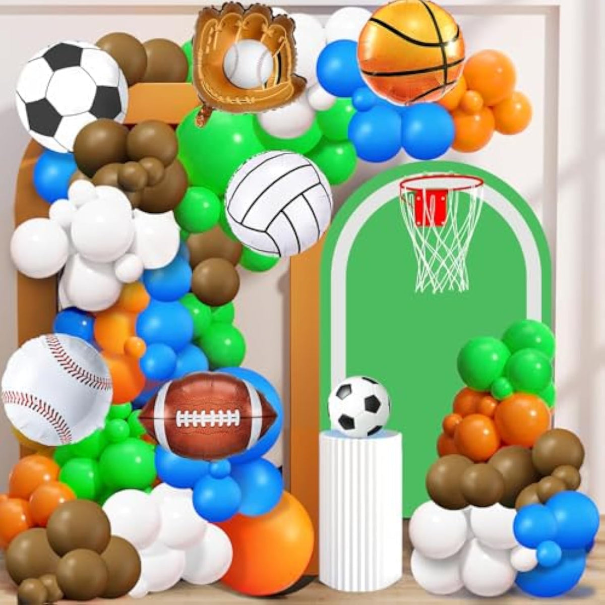 Sports Balloon Garland Kit: Baseball, Basketball, Soccer, Football Party Decor