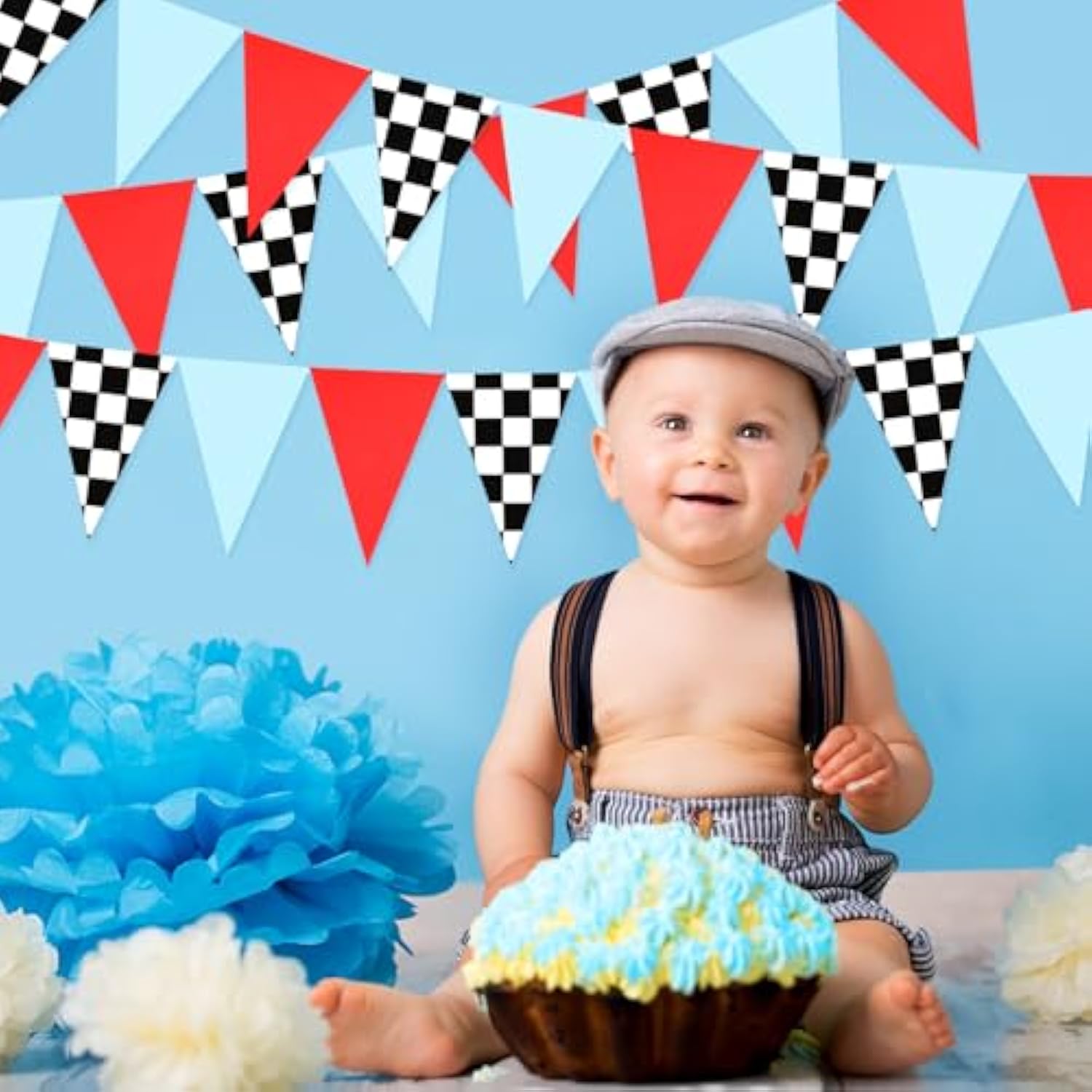 5-Pc Racing Car Checkered Flag Banner Set for Party Decorations