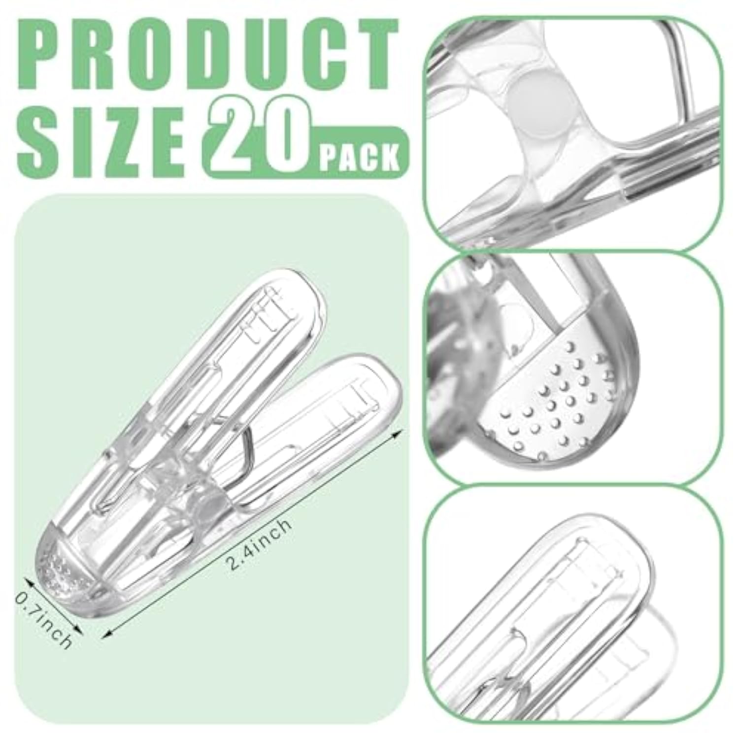 20 Pack Balloon Arch Clips Plastic Spring Clamps 2.4 Inch Heavy Duty Clip For Balloon Arch Kit Birthday Decoration Crafts Backdrop Woodworking Photography Studios (Transparent)
