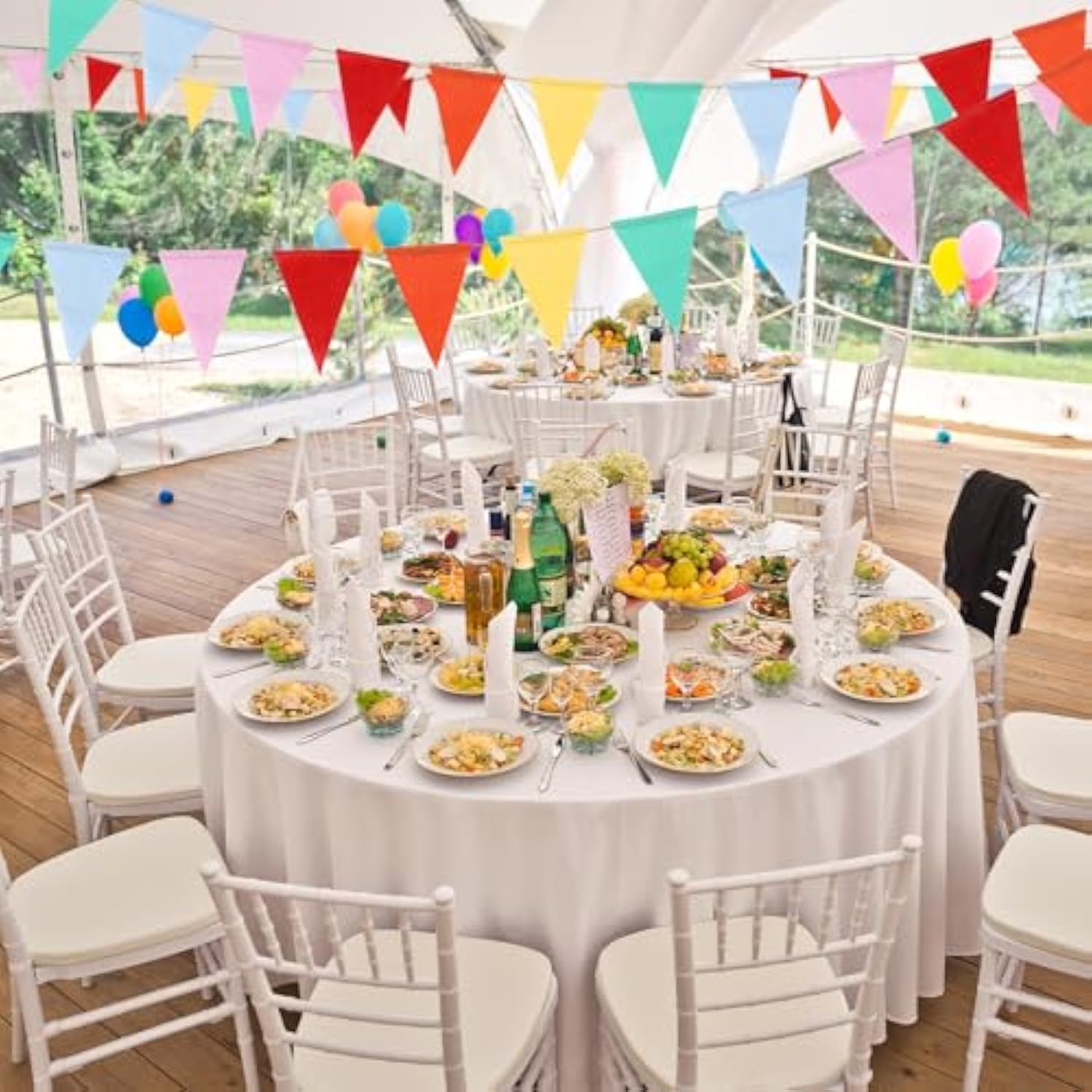 42 Pieces Colorful Pennant Banner Flag Multicolor Bunting Triangle Banner Pastel Pennants For Birthdays Easter School Carnival Garland Outdoor Events Party Hanging Decorations(Rainbow)