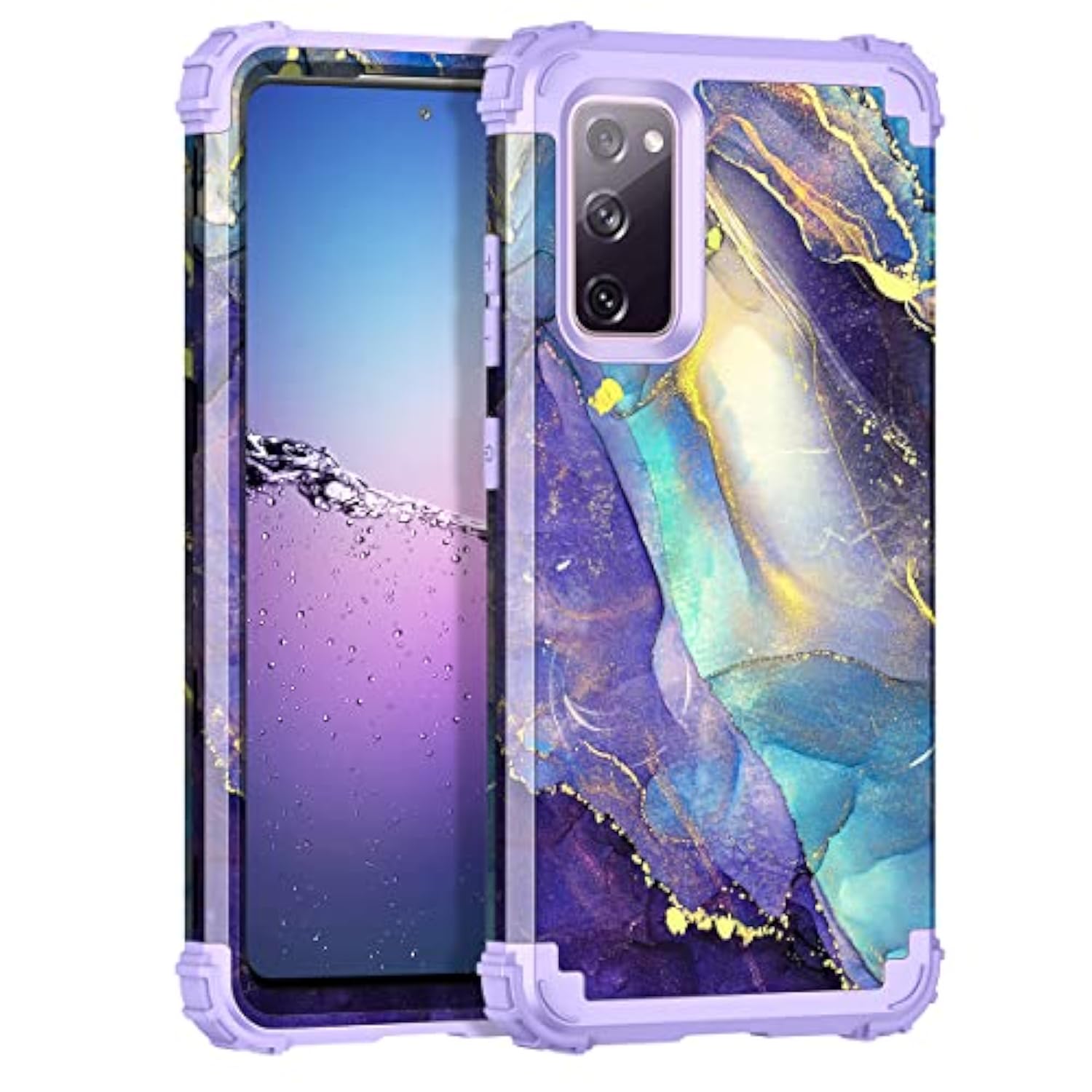 For Galaxy S20 Fe 5G Case,Three Layer Heavy Duty Shockproof Protection Hard Plastic Bumper +Soft Silicone Rubber Protective Case For Samsung Galaxy S20 Fe 5G,Purple