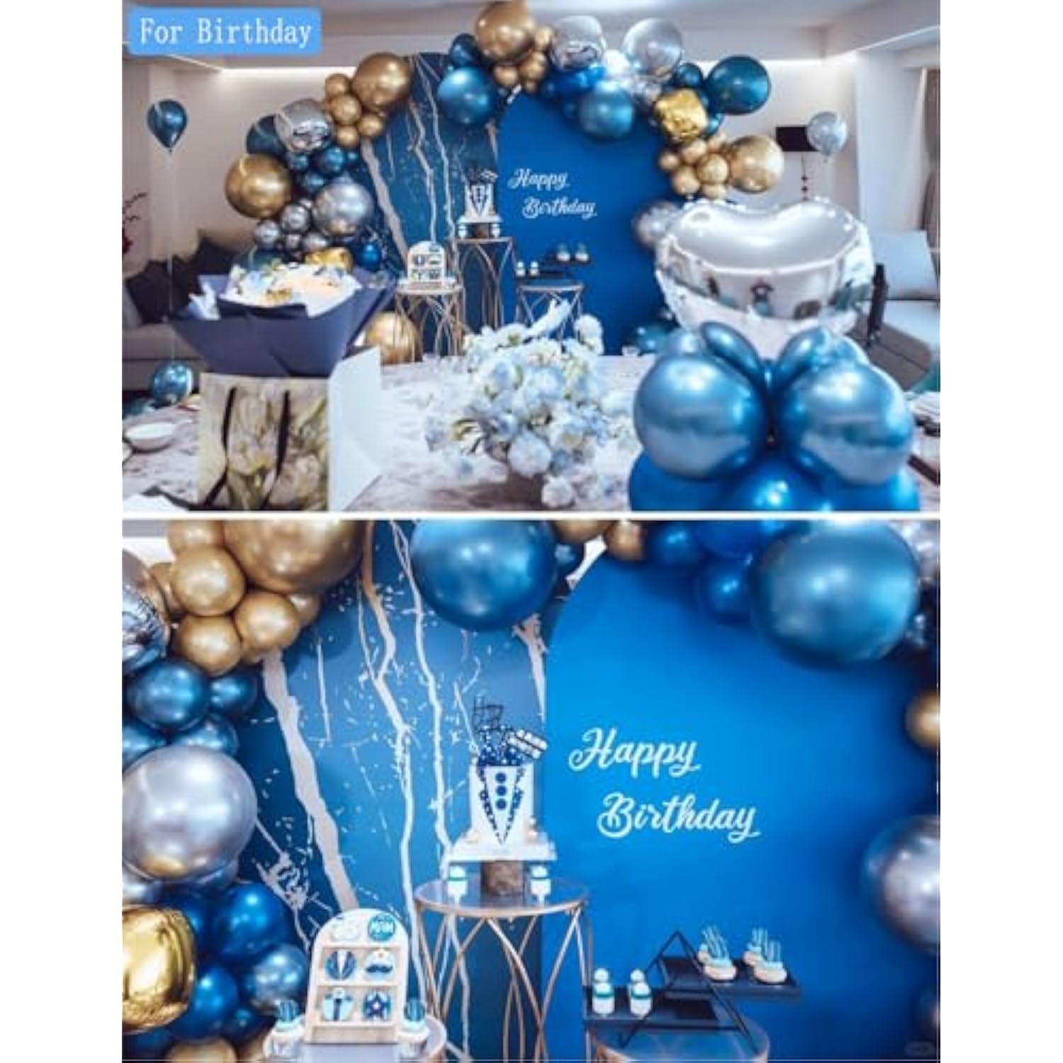 100Pcs 12-Inch Chrome Metallic Blue Latex Balloons Party Decorations