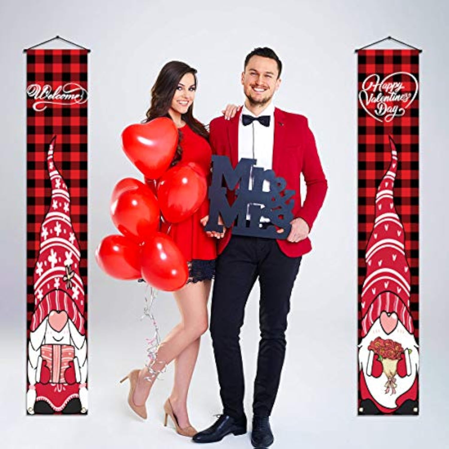 Gnome Valentine'S Day Decoration Banner Happy Valentine'S Day Porch Si