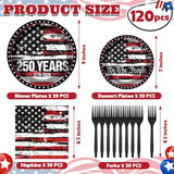120PCS 4th of July Plates and Napkins Sets, Paper Patriotic Plates Decor