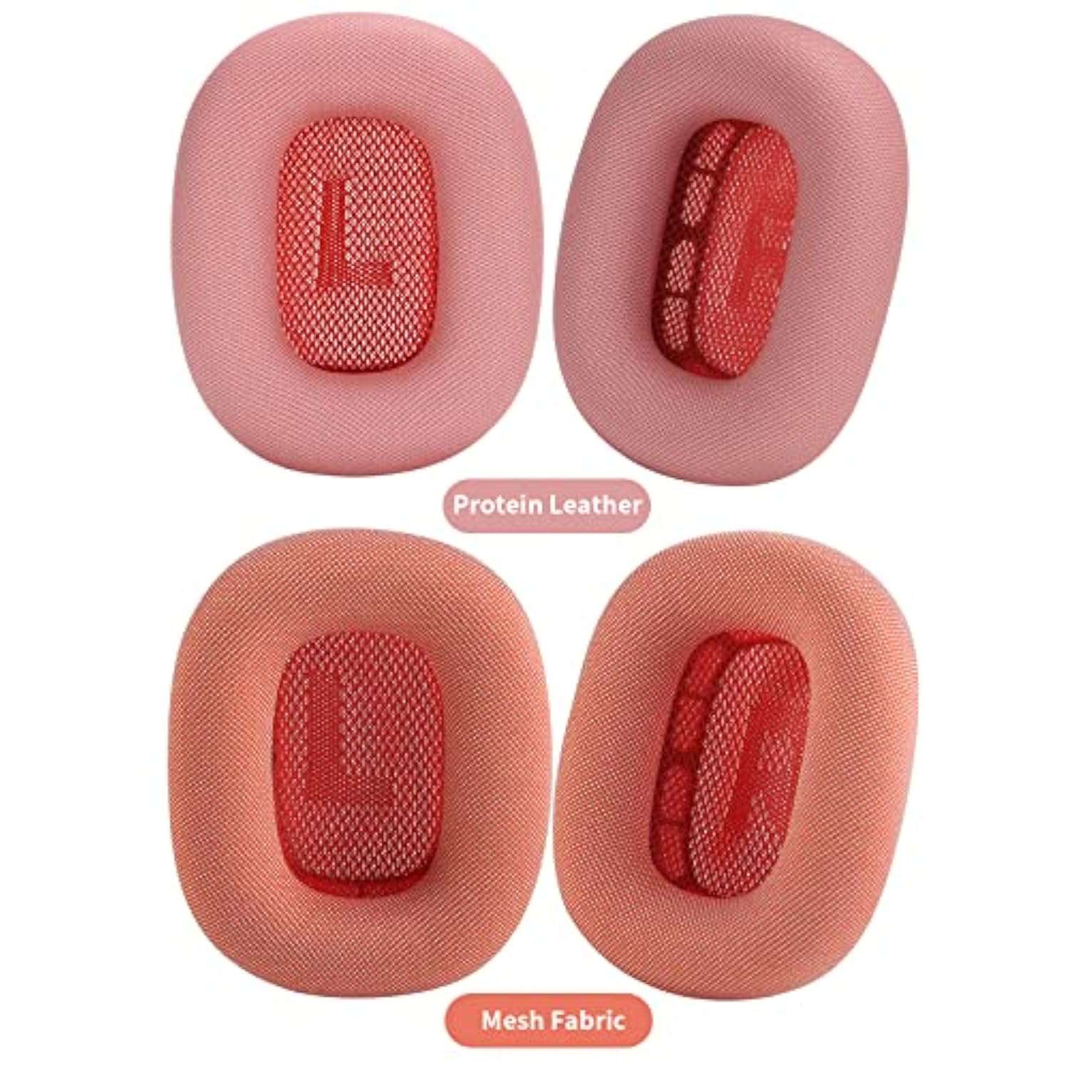 Earpads Earcups Earmuff For Airpods Max Magnetic Ear Cushions Replacement Parts With Knit-Mesh Canopy, Memory Foam And Magnet Pink Red