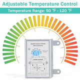 Attic Fan Thermostat Control With Built-In Fire Safety Shut Off, Adjustable Temperature Controller 120 Volt Thermostat Replacement For Power Attic Ventilators And Exhaust Fan