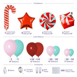 Christmas Balloons Arch Kit - Christmas Balloons Red and Mint with Candy Cane Mylar Balloons with Candy Cane for Xmas Decorations