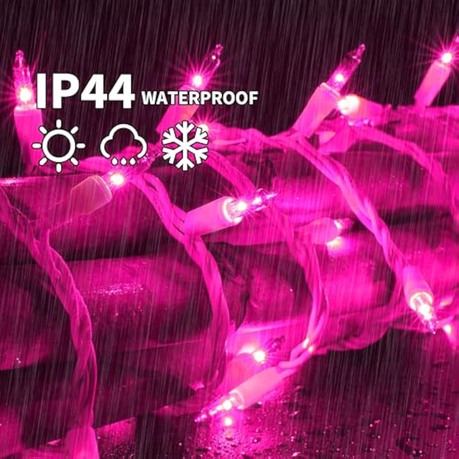 Pink Christmas Lights Set 100 Count 19.6 Feet Incandescent Bulb Mini String Lights For Indoor Christmas Tree Garland Bir