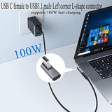 90° Angle Usb C To Usb Adapter 10Gbps Usb 3.1 Male To Usb C Female Left Angle