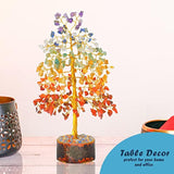 Seven Mix Chakra Tree Natural Healing Crystal Gemstone Feng Shui Money Bonsai Trees Home Decor Prosperity Aura Cleansing For Wealth And Luck Golden Wire Size 10 Inch