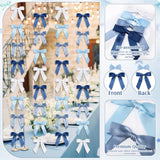 Bows Garland 6.6 Ft Satin Ribbon Bow Party Decor Bow Backdrop Christmas Bowknot Hanging Ornament For Birthday Wedding Bridal Coquette Baby Shower Decorations(Blue,1 Inch)
