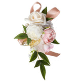 Artificial Flower Shoulder Corsage For Bride Bridesmaids Wedding Party Ceremony Anniversary Prom Suit-Pink+Champagne+White (1Pc)