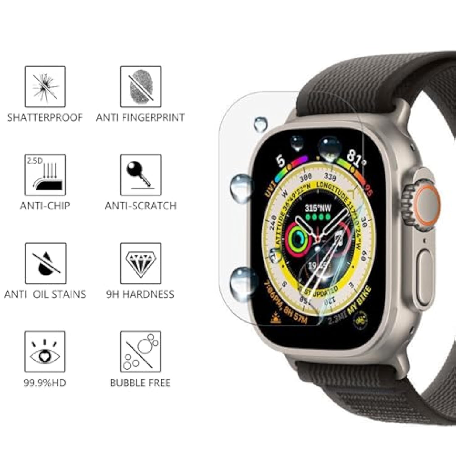 [6 Pack] For Apple Watch Ultra 2/ Apple Watch Ultra Tpu Screen Protector 49Mm, Hd Clarity, Anti-Scratch, Touch Sensitive Flexible Soft Tpu Slim Film For Iwatch Ultra/Ultra 2 49Mm
