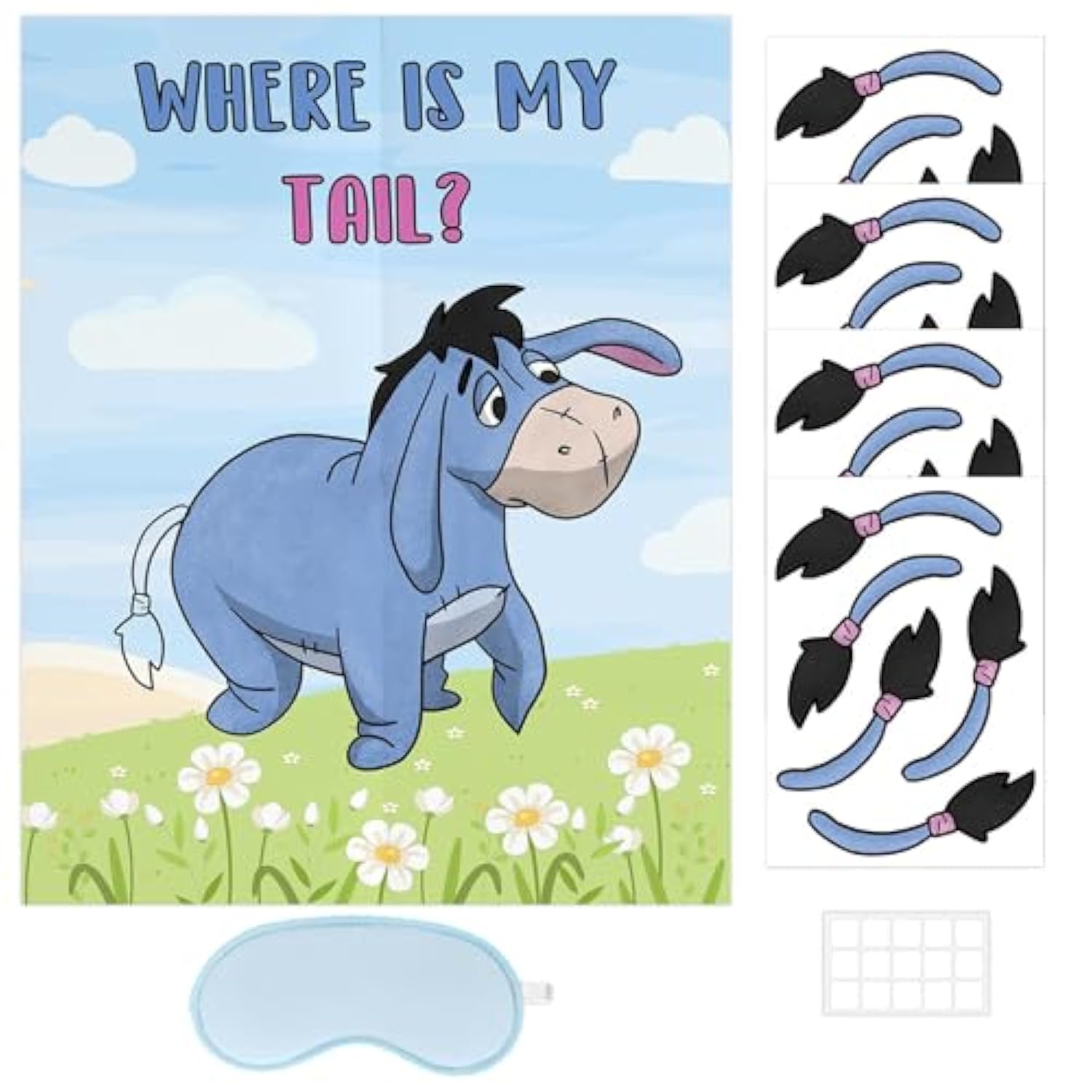 Winnie Party Games Pin The Tail Game, Birthday Party Games Set, Pin The Tail On The Donkey Poster With 20Pcs Tail Stickers, Baby Shower Games Pooh Birthday Supplies Party Decorations