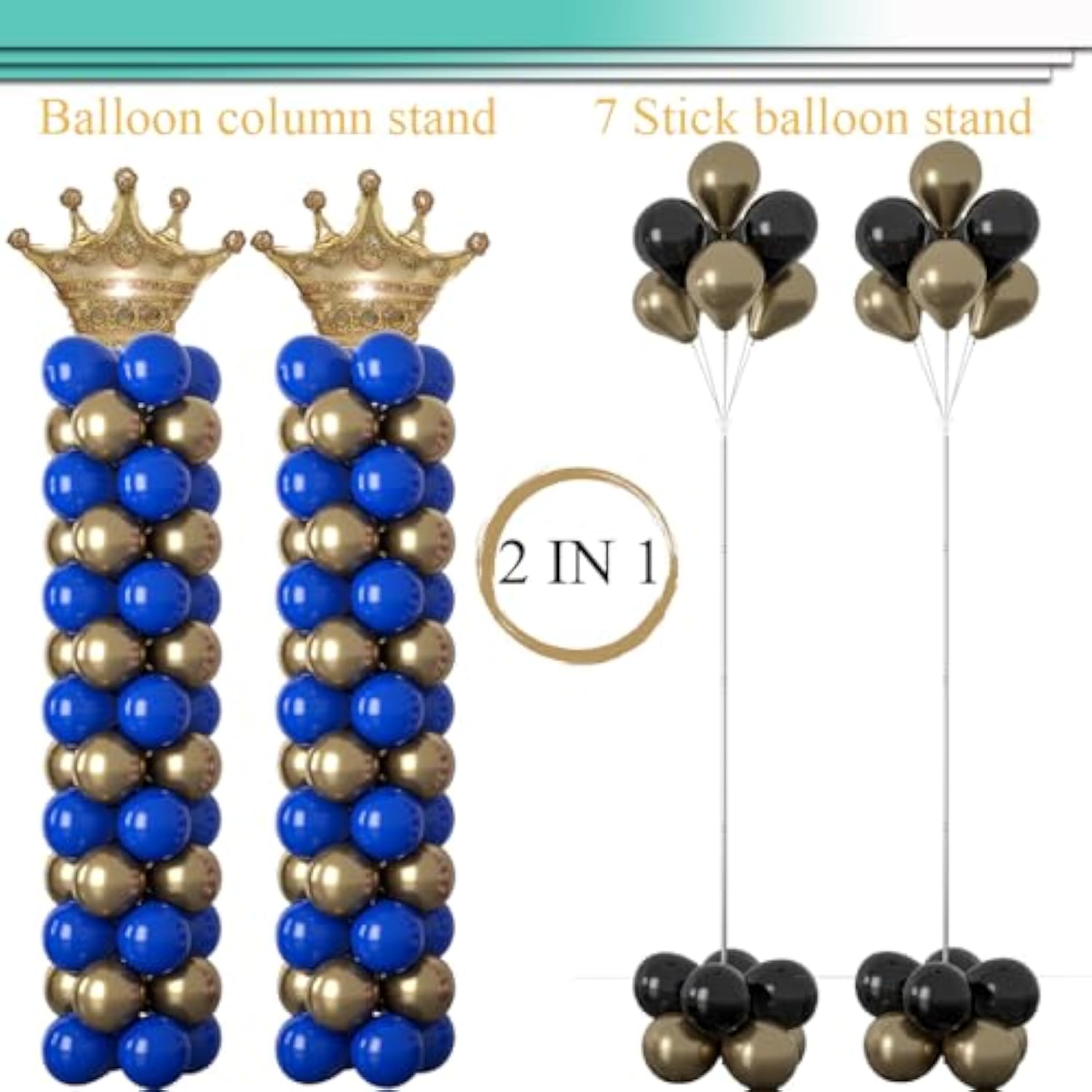 Adjustable Balloon Column Stand Kit (Set of 2): 9ft Metal Party Decor