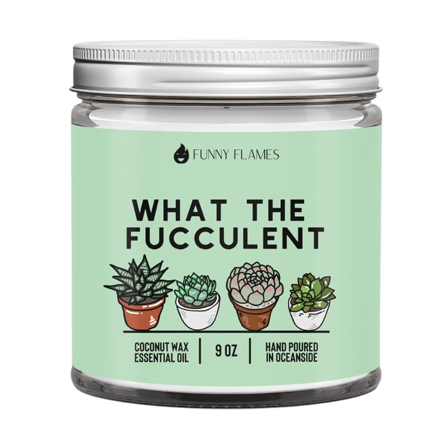What The Fucculent - Candle, 9Oz Fresh Pine Scented, Funny Gifts For Women, Men, Best Friends Birthday Gifts For Women, Friendship Gifts For Her, Funny Gifts, Mom, Coconut Candle