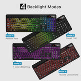 Kb600 Wireless Keyboard With 7-Color Rgb Backlit, 2.4Ghz Full-Size Computer Keyboard With Phone Tablet Holder, Number Pad, 22 Multimedia Hotkeys, Rechargeable For Mac, Windows