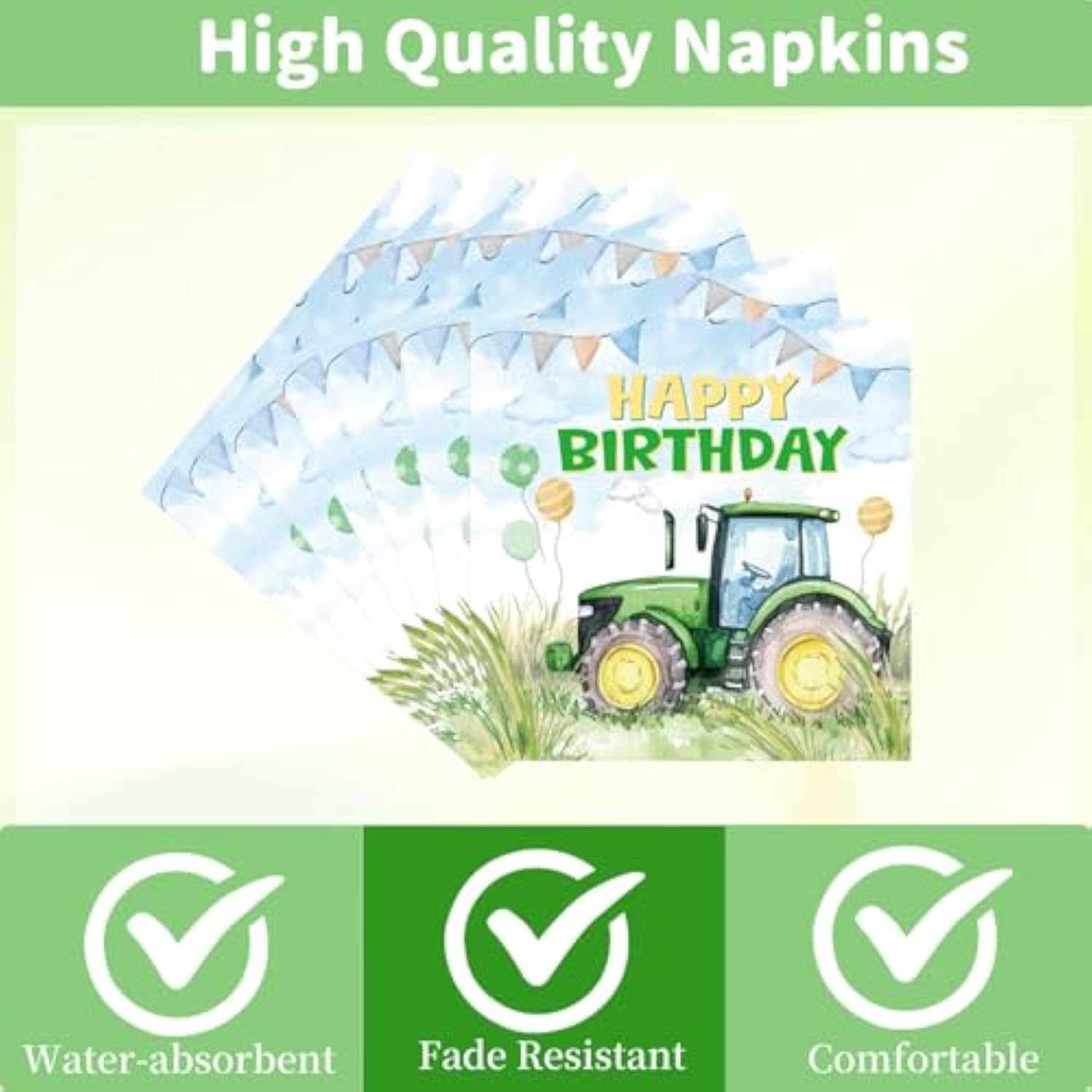 Tractor 2Nd Birthday Decorations Supplies, 96Pcs Tractor Party Plates Napkins And Forks Set, Disposable Farm Two Years Old Birthday Tableware For Boys Serves 24