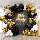 134Pcs Black & Gold Balloon Garland Arch Kit for Birthday Party and Event Decorations