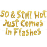 Gold glitter “Happy 50th Birthday” banner for party decorations