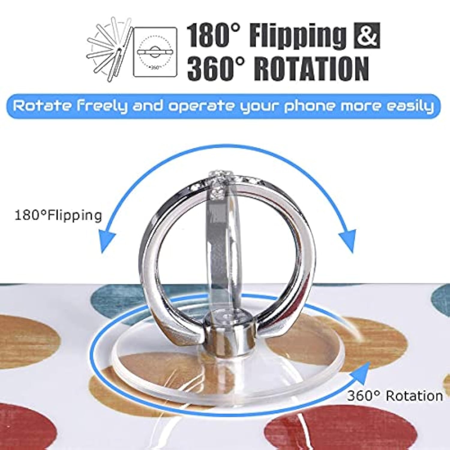Transparent Phone Ring Holder Grip Clear Cell Phone Ring Stand Holder Finger Grip Kickstand 360° Rotation, Compatible With Most Of Phones, Tablets And Case (2 Silver Diamond)