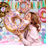 8Pcs Donut Foil Balloons Donut Theme Birthday Party Decorations Doughnut Mylar Aluminum Balloons Pink For Kids Baby Shower Party Anniversary Wedding Supplies