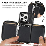Crossbody Wallet Case For Iphone 15 Pro, Rfid Blocking Pu Leather Zipper Handbag Purse Flip Cover, Kickstand Folio Case With Card Slots Holder Wrist Strap Lanyard 5G 6.1 Inch (Black)