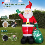 8 Ft Christmas Inflatable Santa Claus Outdoor Decors For Yard, Xmas Blow Up Santa Decoration With Gift Bag, Built-In Led