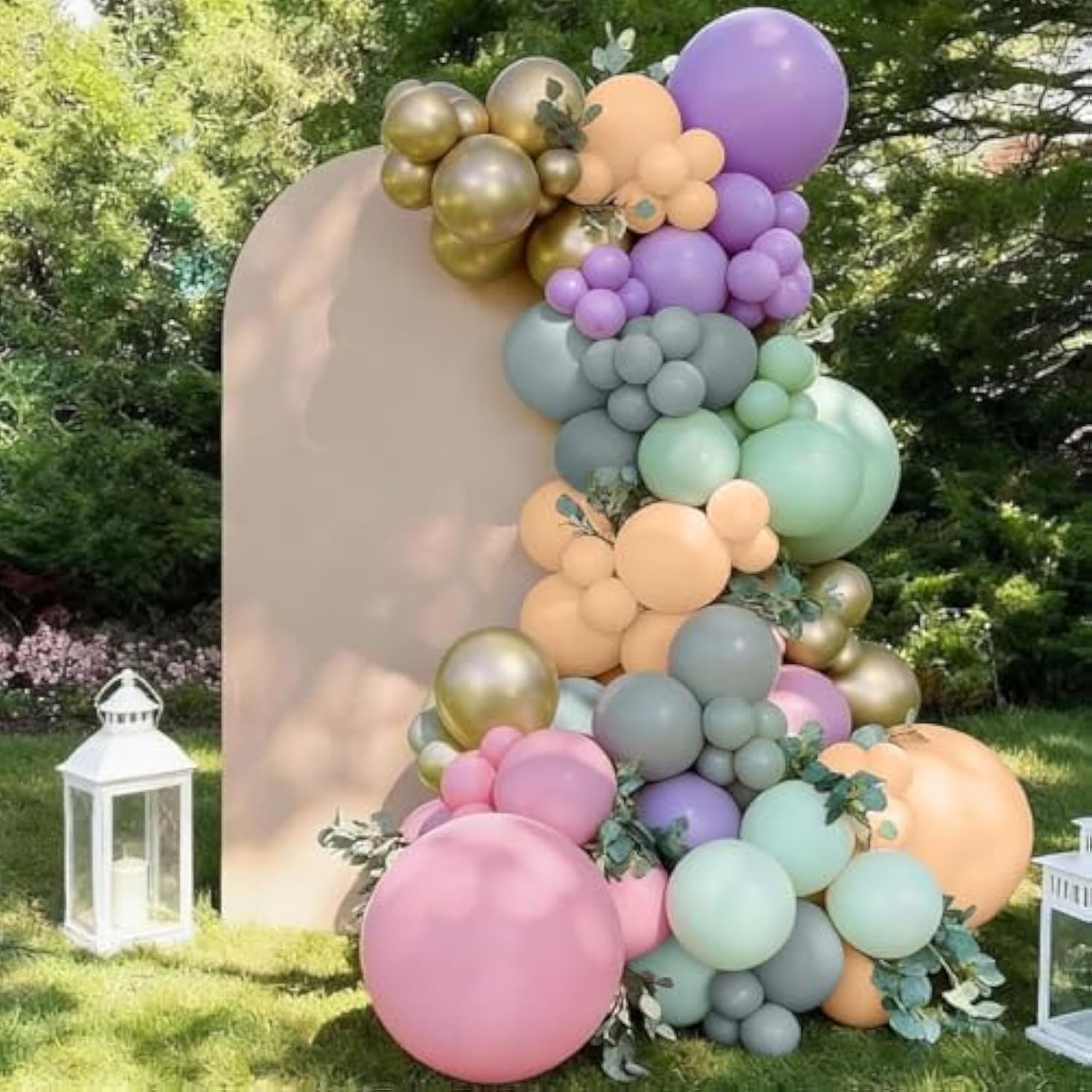 Fairy Balloon Arch Garland Kit, 125Pcs Sage Green Pink Purple And Green Gold Spring Balloons For Girl Wonderland Fairy First Birthday Baby Shower Tea Party Wedding Wildflower Party Decorations
