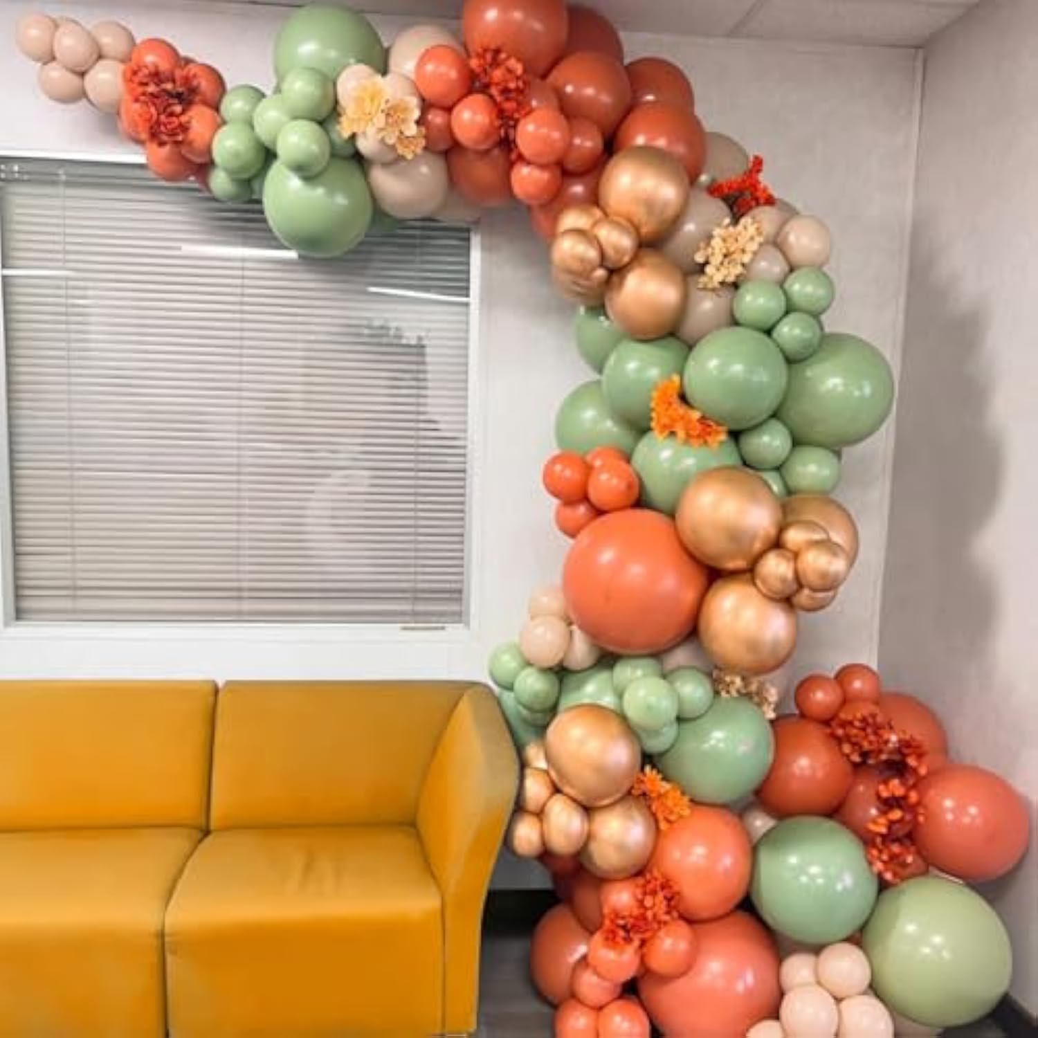 Fall Balloon Arch Kit – Orange, Yellow & Rose Gold with Maple Leaf Balloons