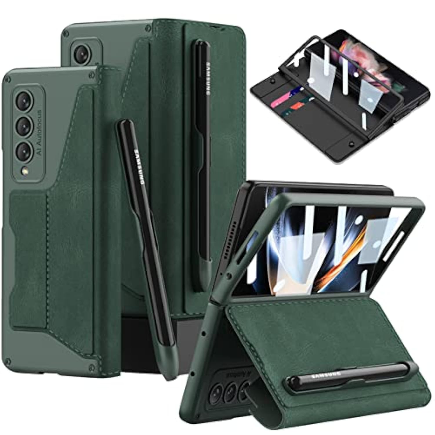 Samsung Galaxy Z Fold 4 Military Armor Cases Anti-Scratch Hard Slim Leather Case