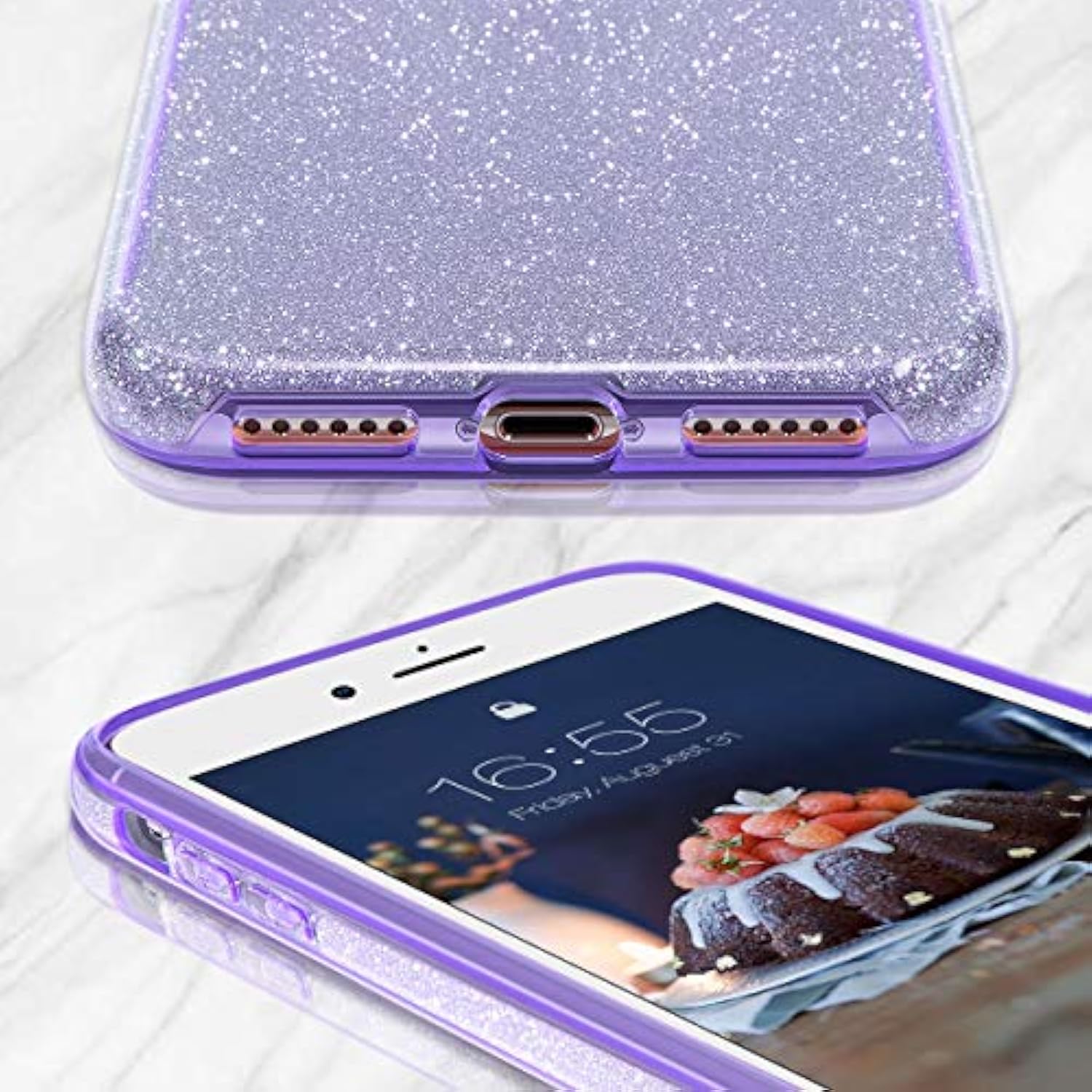 Compatible With Se 2022 Cse, Se 2020 Case, 8 Case, 7 Glitter Bling Sparkle Cute Girls Women Protective Case For 7/8/Se (Purple)