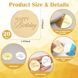 20Pcs Gold Mirror Acrylic Cupcake Toppers Acrylic Engraved Cake Picks Cupcake Disc Happy Birthday Cake Decoration Circle Round Shape Diy Party Supplies