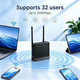 Ac1200 Dual Band Wifi Router With Cat6, 4-Port Gigabit Ethernet, Easymesh, Guest Wifi, Vpn Support, 1200Mbps Speed