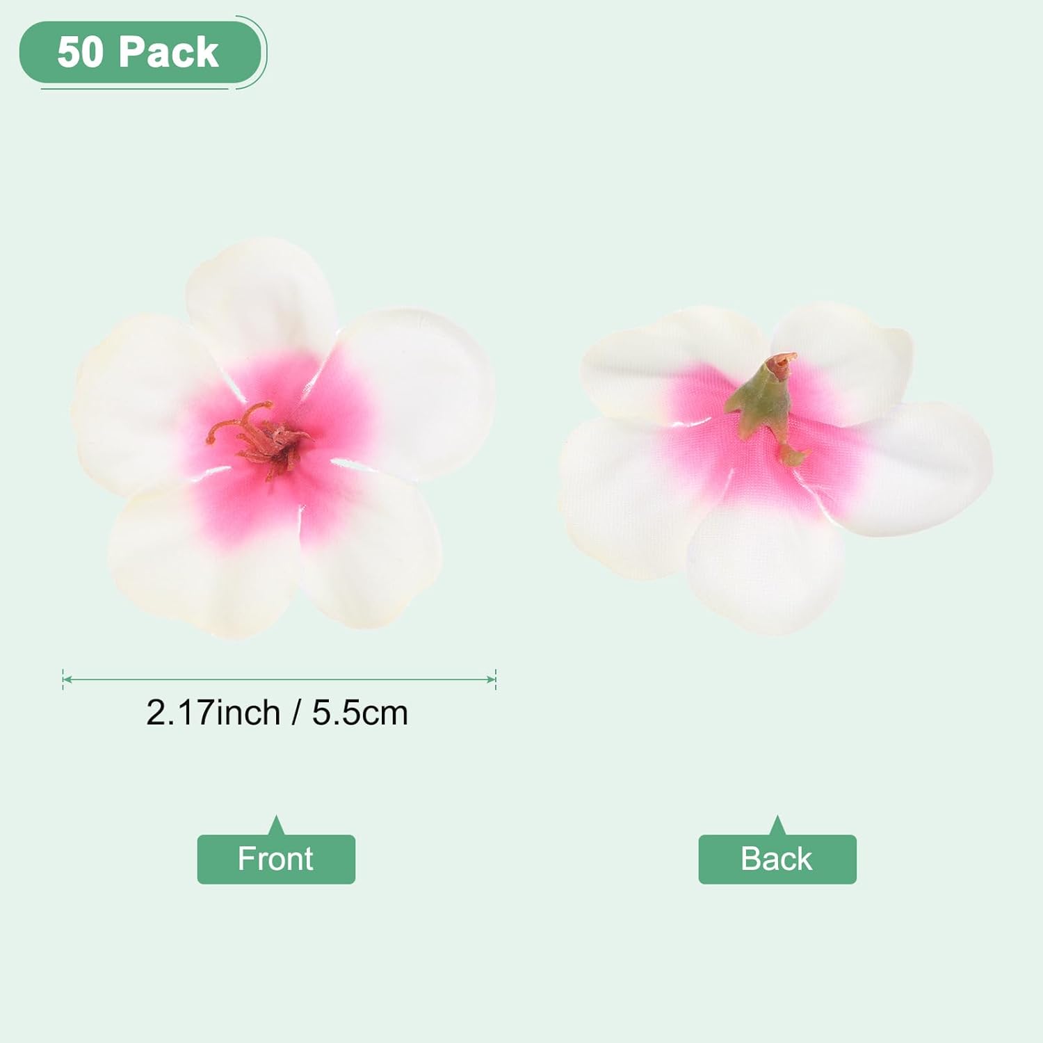 50-Pack Artificial Orchid Flower Heads, Fake Silk Orchid Flowers Head For Diy Crafts/Dress/Wedding/Party Decoration [Pink+White, 2.2"/ 5.5Cm]
