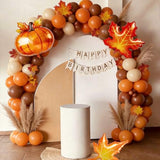 Fall Balloon Arch Kit with Orange Pumpkin Maple Leaves Foil Balloons
