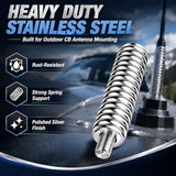 SS-3H CB Antenna Spring Mount Heavy Duty Stainless Steel CB Springs (2PCS) fit Mobile/in-Vehicle CB Radio Antenna Mount up to 60" Long and 3/8", 24
