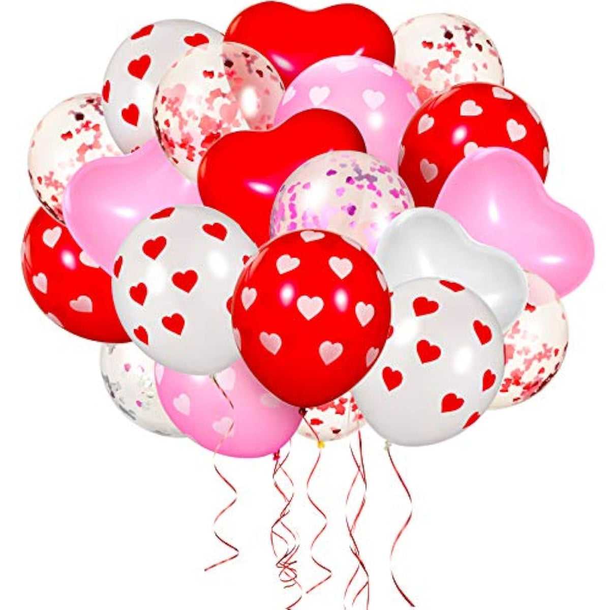 90 Pieces Valentine'S Day Balloons Kit Heart Shaped Pink Red Heart Print Latex Confetti Balloons For Valentine Party Supplies Decorations