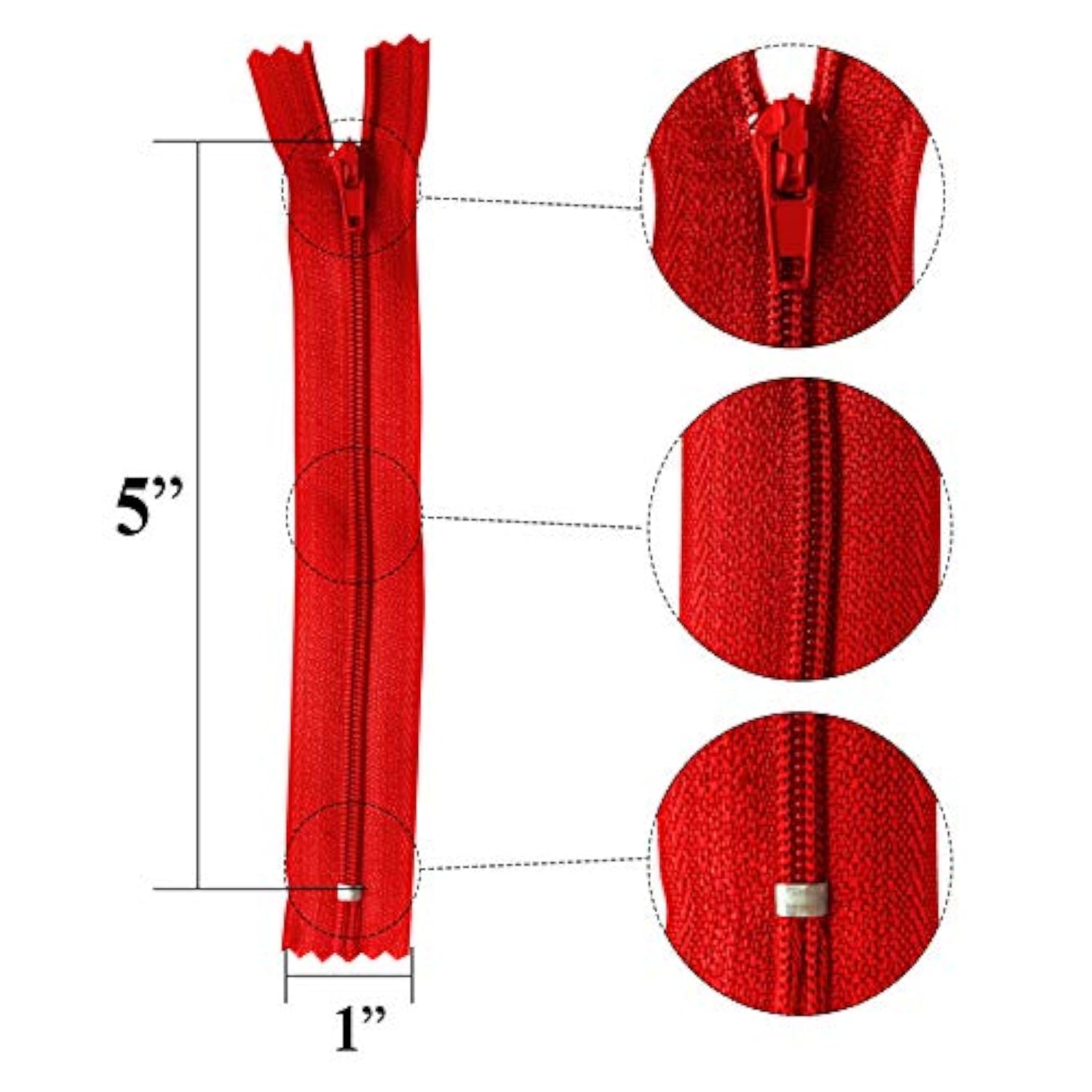 Nylon Zippers | Colorful Zippers For Sewing Crafts | 20 Pcs/Pack (5 In